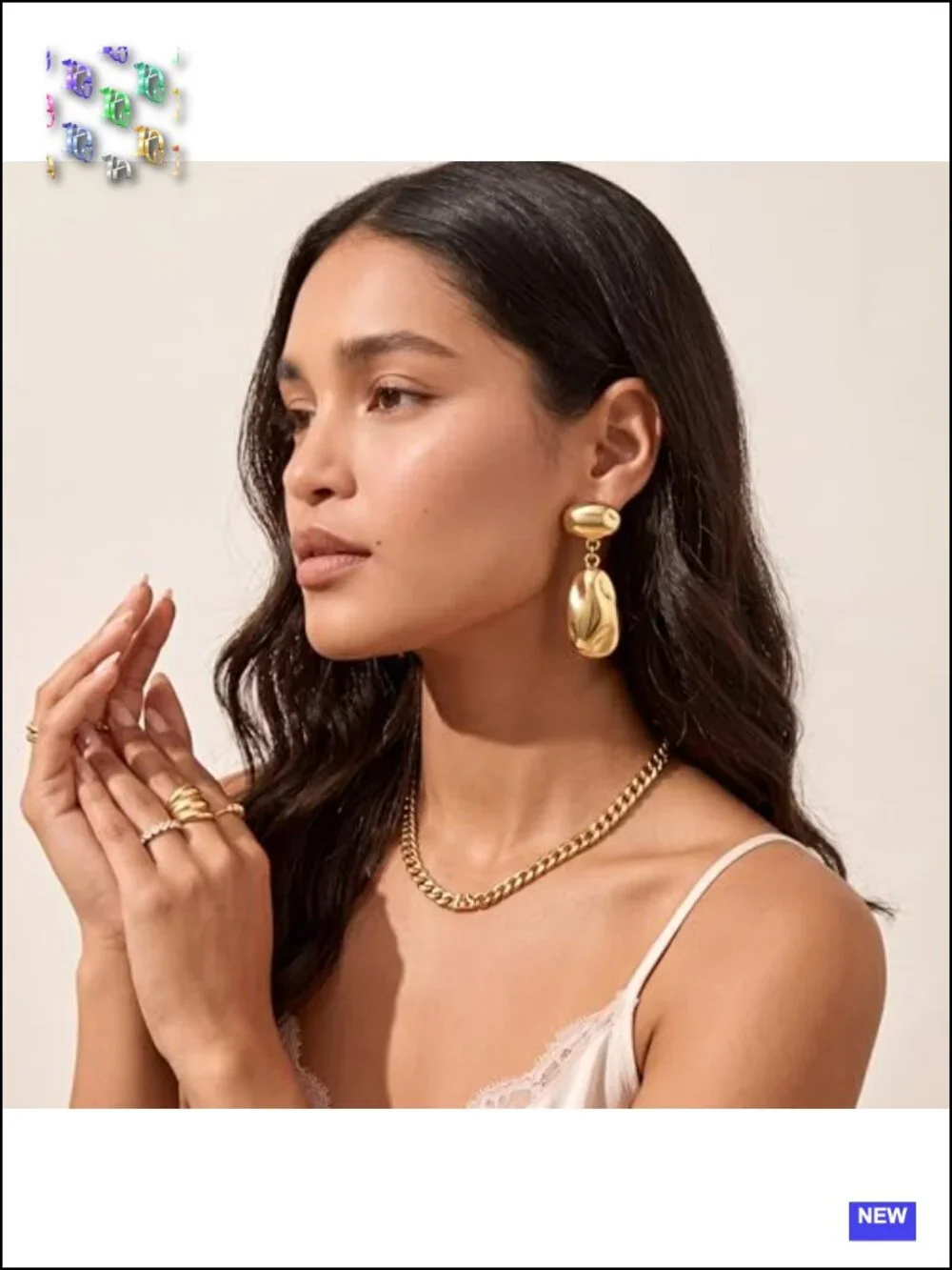 Gold and Silver Two Tone Statement Chunky Earrings Drop Dangle Trendy
